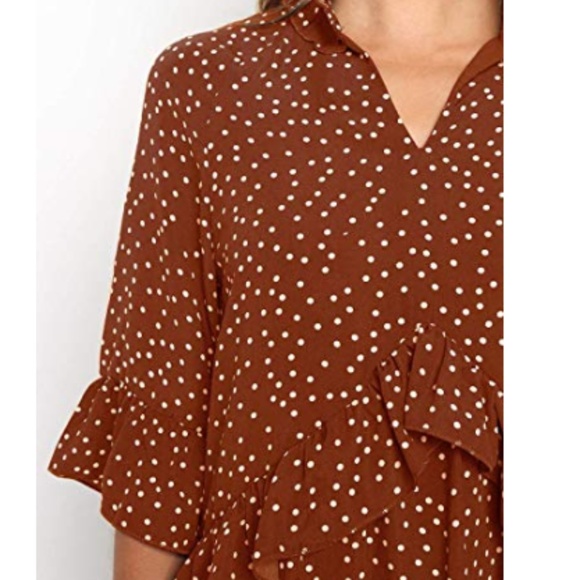Polka Dot Pocket Loose Casual Short T-Shirt Dress - Picture 2 of 2